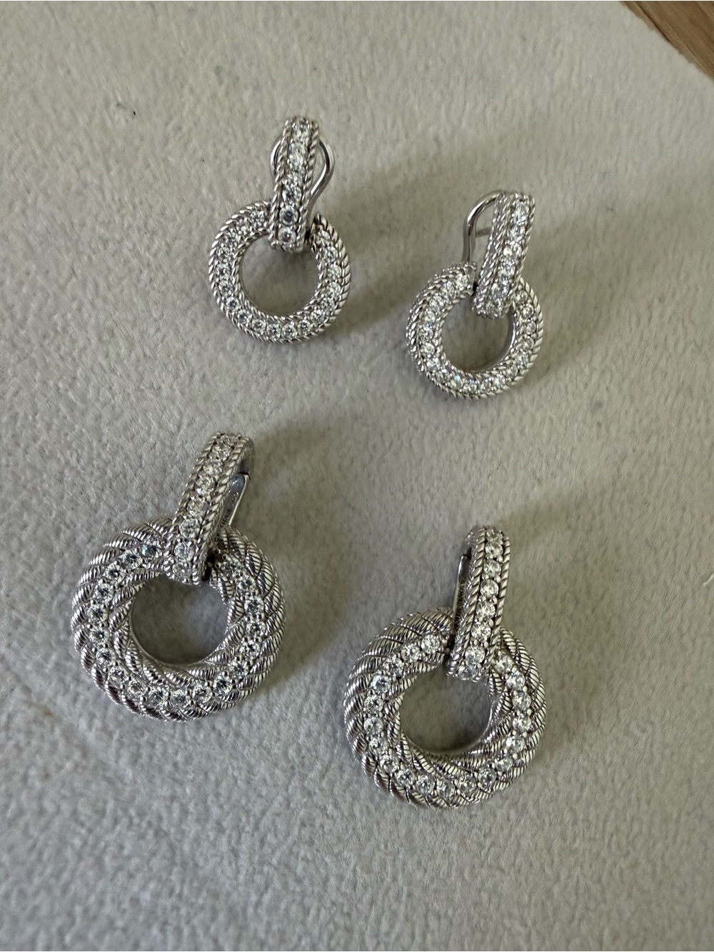 Judith Ripka Silver Braided convertible Double Hoop Drop Earrings/Pendant - Picture 5 of 5